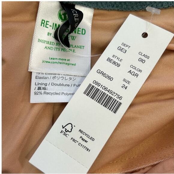 J. Crew Green Ribbed Square Neck One-Piece Swimsuit NWT Size 24 - Picture 9 of 13